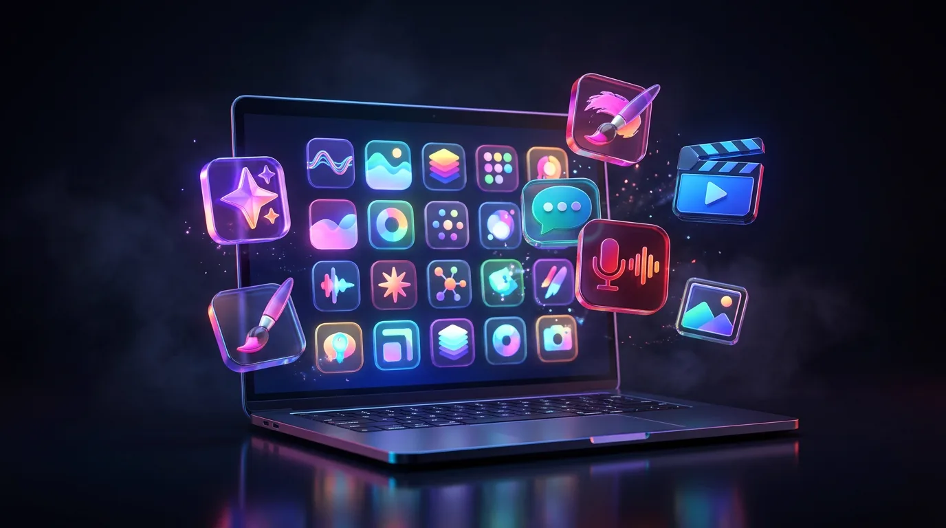 Notebook com painel de ferramentas de IA